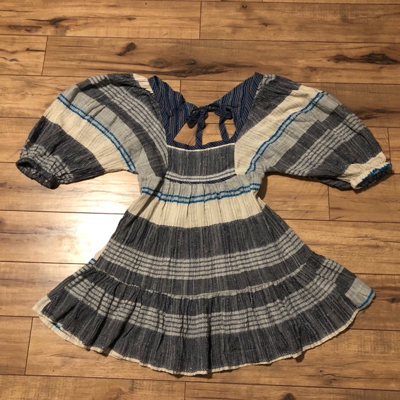 Free People Striped Puff Sleeve Min… - Picture 4 of 10